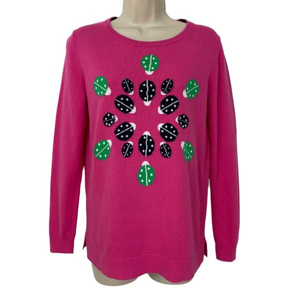 Crown & Ivy Ladybug Sweater Womens Small Pink Animal Print Long Sleeve Tunic S - Picture 1 of 10